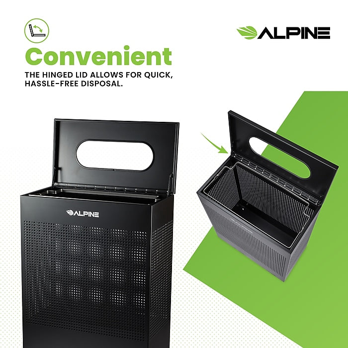23 Gallon Black Perforated Metal Square Decorative Waste Receptacle