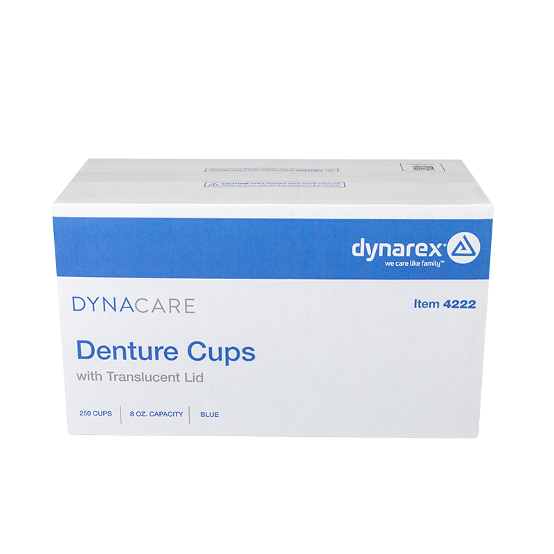 Denture Cup w/ Lid, 8 oz, Blue - 250 pcs per Case