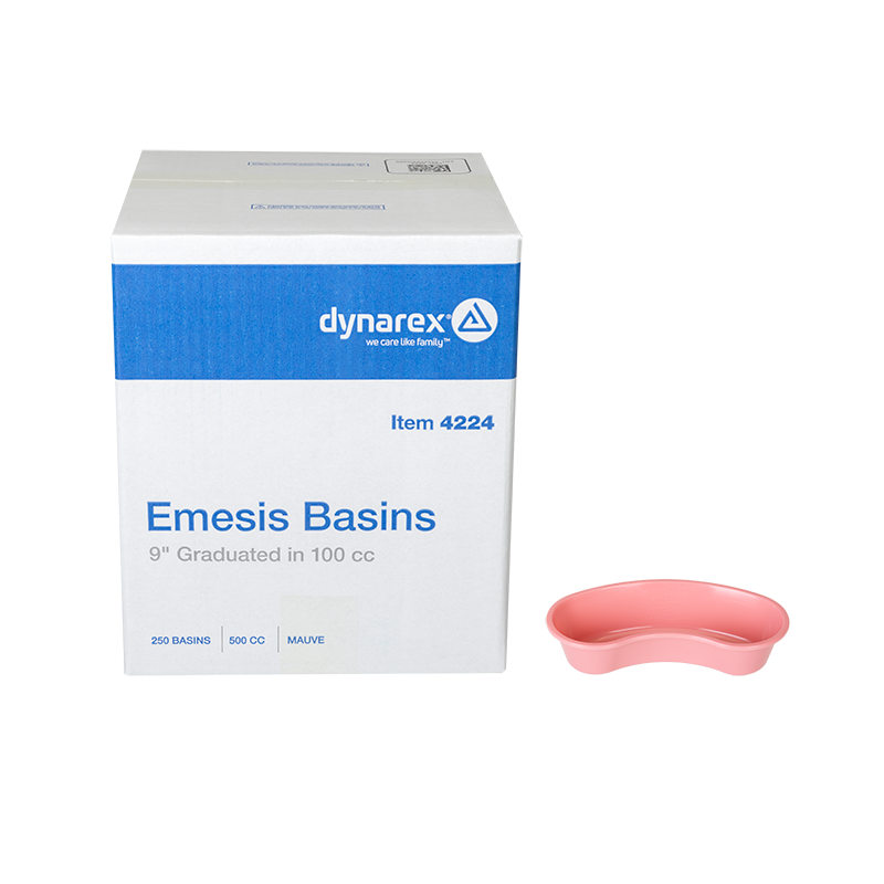 Emesis Basin 9" 500cc Capacity Graduated in 100cc Increments, Mauve - 250 pcs per Case