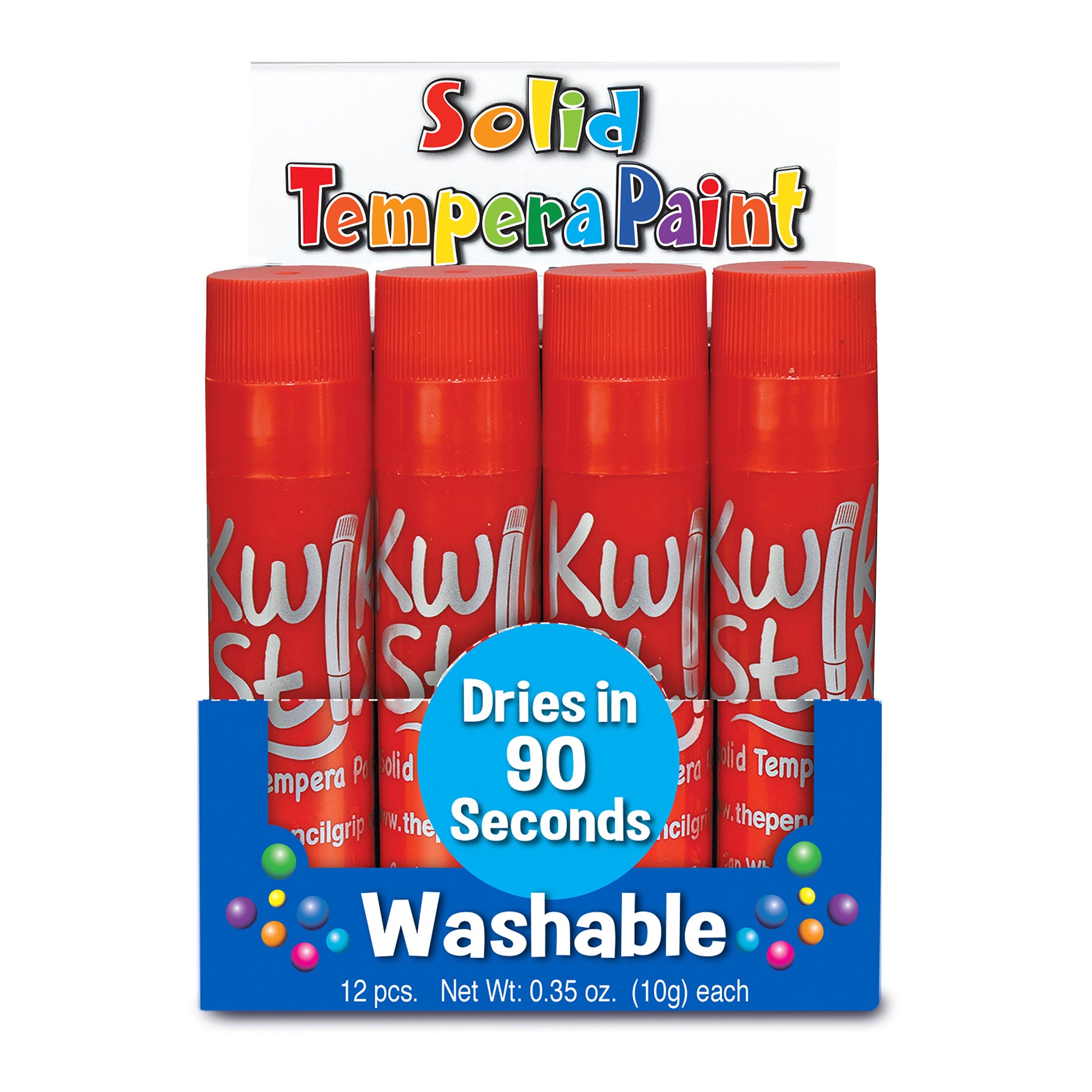 Solid Tempera Paint Sticks, Single Color Pack, Red, Pack of 12