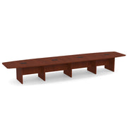 OfficeSource Laminate Expandable Boat Shaped Conference Table with Slab Base - 18' - Cherry