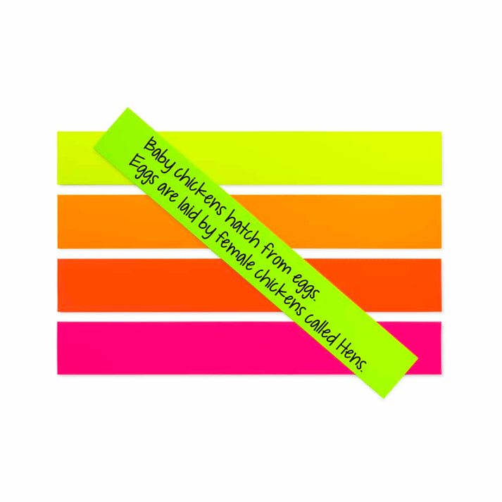 Neon Strips - 3"x22", 25 ct., 5 ea. Of 5 Flourescent Colors, Cardstock
