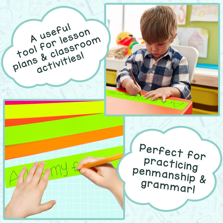 Neon Strips - 3"x22", 25 ct., 5 ea. Of 5 Flourescent Colors, Cardstock