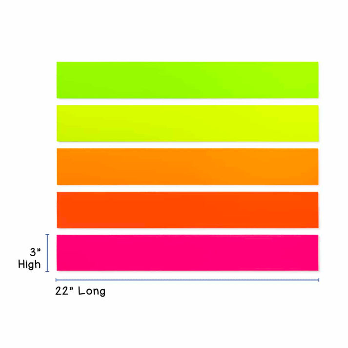Neon Strips - 3"x22", 50 ct., 10 ea. Of 5 Flourescent Colors, Cardstock