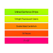 Neon Strips - 3"x22", 50 ct., 10 ea. Of 5 Flourescent Colors, Cardstock