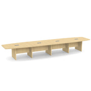 OfficeSource Laminate Expandable Boat Shaped Conference Table with Slab Base - 18' - Maple