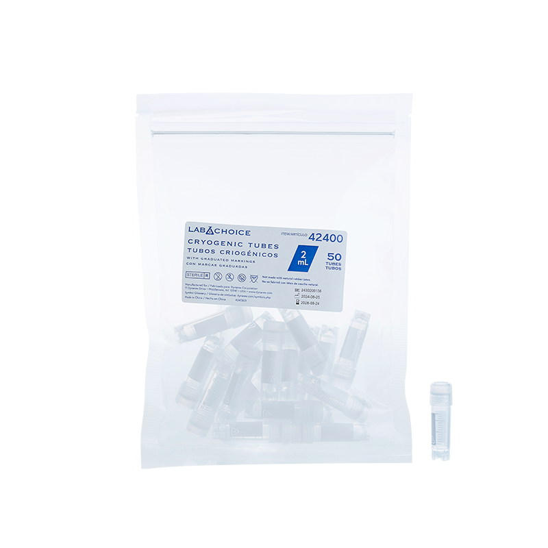 Cryogenic Tubes with graduated markings, 2 ml - 50 per pack, 10 packs per box, 4 boxes per case