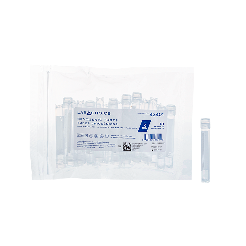 Cryogenic Tubes with graduated markings, 5 ml, 25 per pack, 10 packs per box, 4 boxes per case