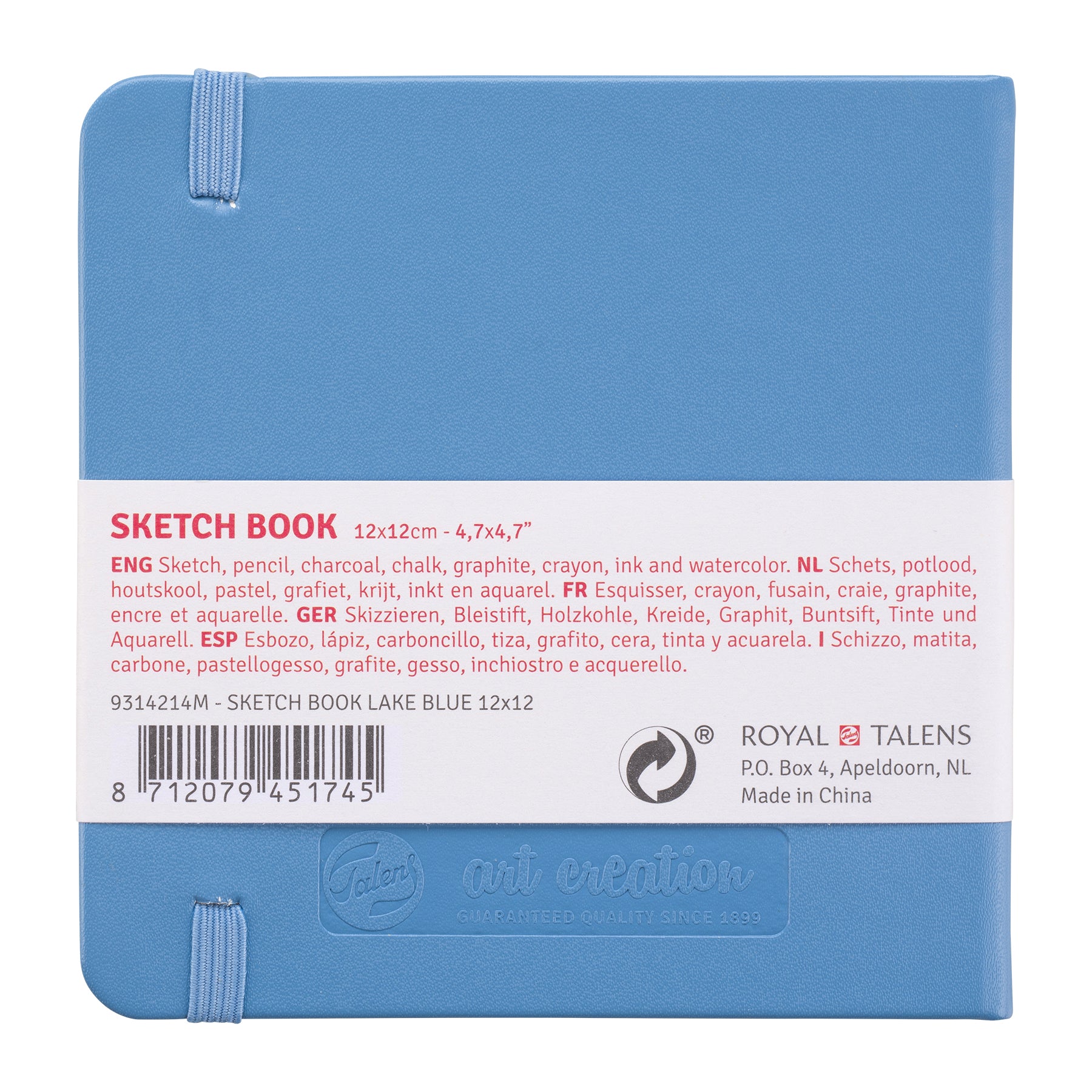 Sketchbook, 80 Sheets, 90lbs, Lake Blue Cover, 4.7" x 4.7"