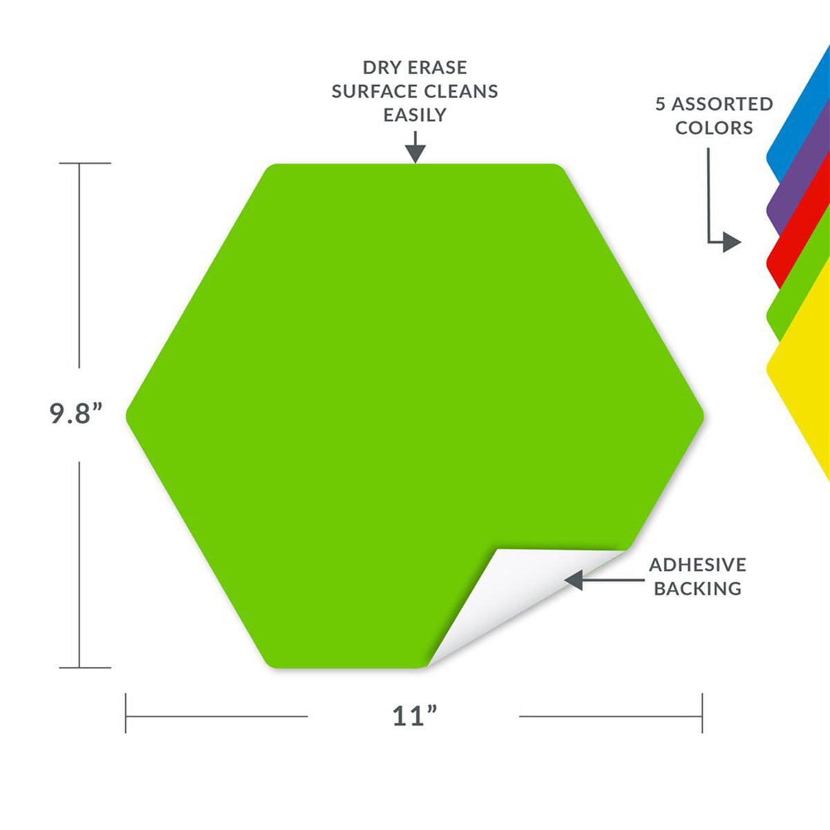 DRY ERASE HEXAGON DECALS 11X11 5PK