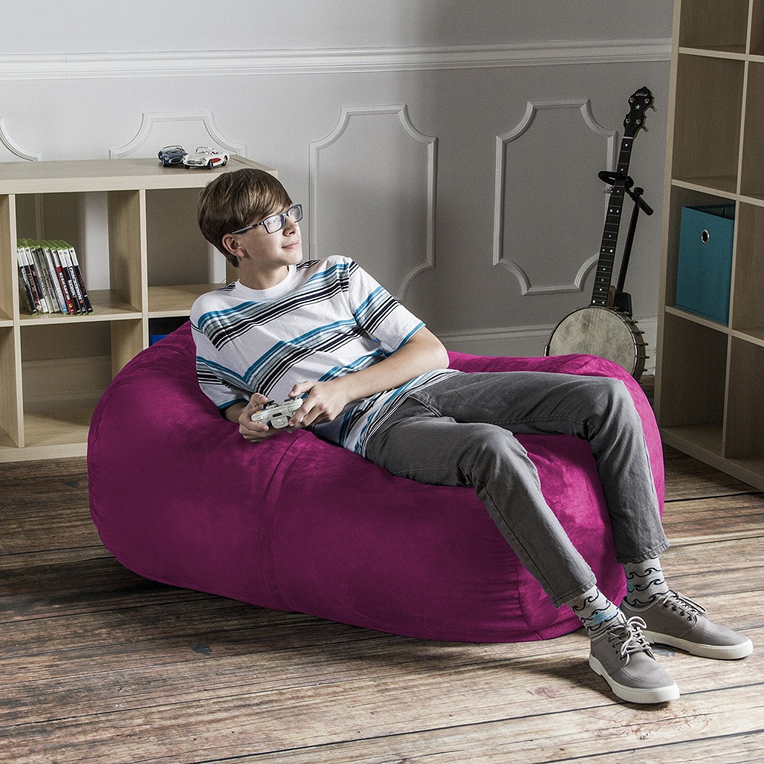Jaxx Sofa Saxx 4-foot Bean Bag Lounger, Fuchsia