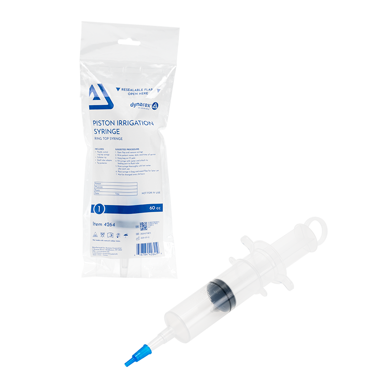 Piston Irrigation Syringe (60 cc), Ring Top Syringes - 30 pcs per Case