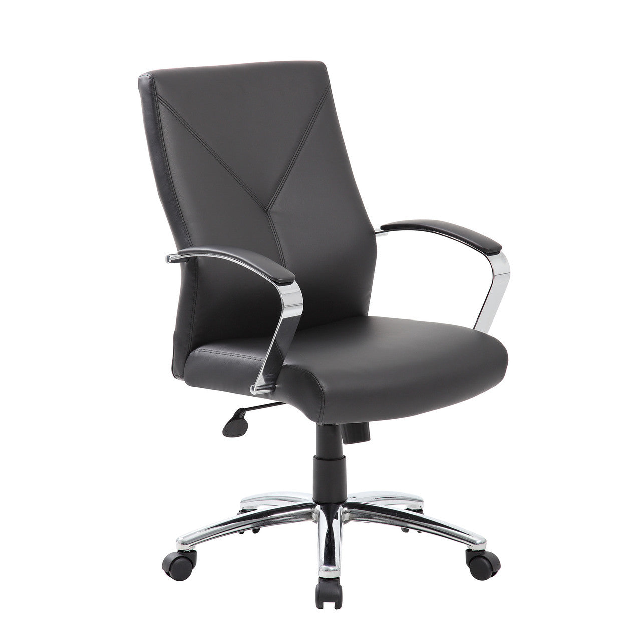 OfficeSource Boxero Executive High Back with Chrome Frame - Black PU Leather