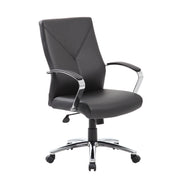 OfficeSource Boxero Executive High Back with Chrome Frame - Black PU Leather