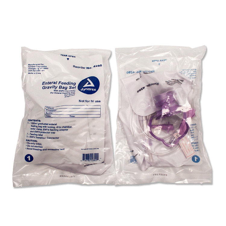 Enteral Delivery Gravity Bag Set - w/ ENFit Connector - 30 pcs per Case
