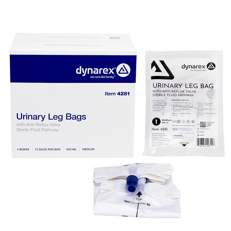 Urinary Leg Bag, Medium, 600 mL w/valve - 12 pcs per Box/4 Boxes per Case