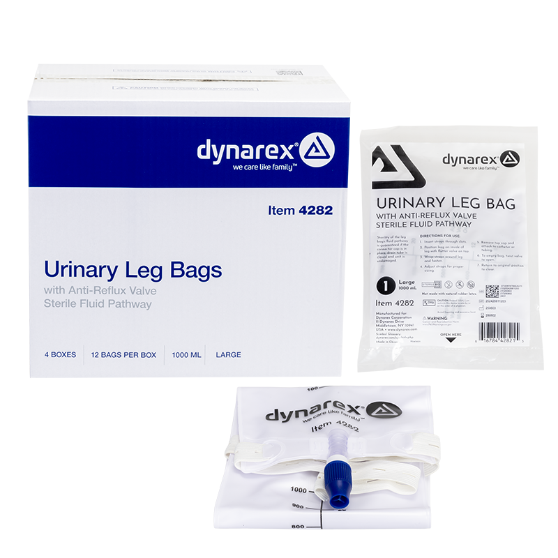 Urinary Leg Bag, Large, 1000 mL w/ Valve - 12 pcs per Box/4 Boxes per Case