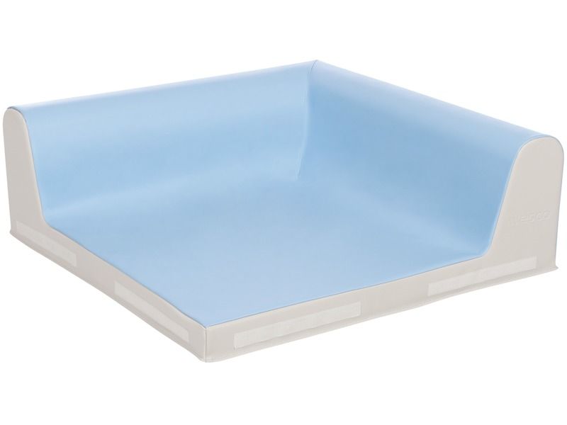Square Babyseat Corner With Backrest - Light Blue/Ivory, 29.5"L x 29.5"W x 9.6"H