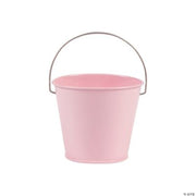 Pastel Pink Metal Pails W/ Handles - 12 Pieces