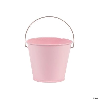 Pastel Pink Metal Pails W/ Handles - 12 Pieces