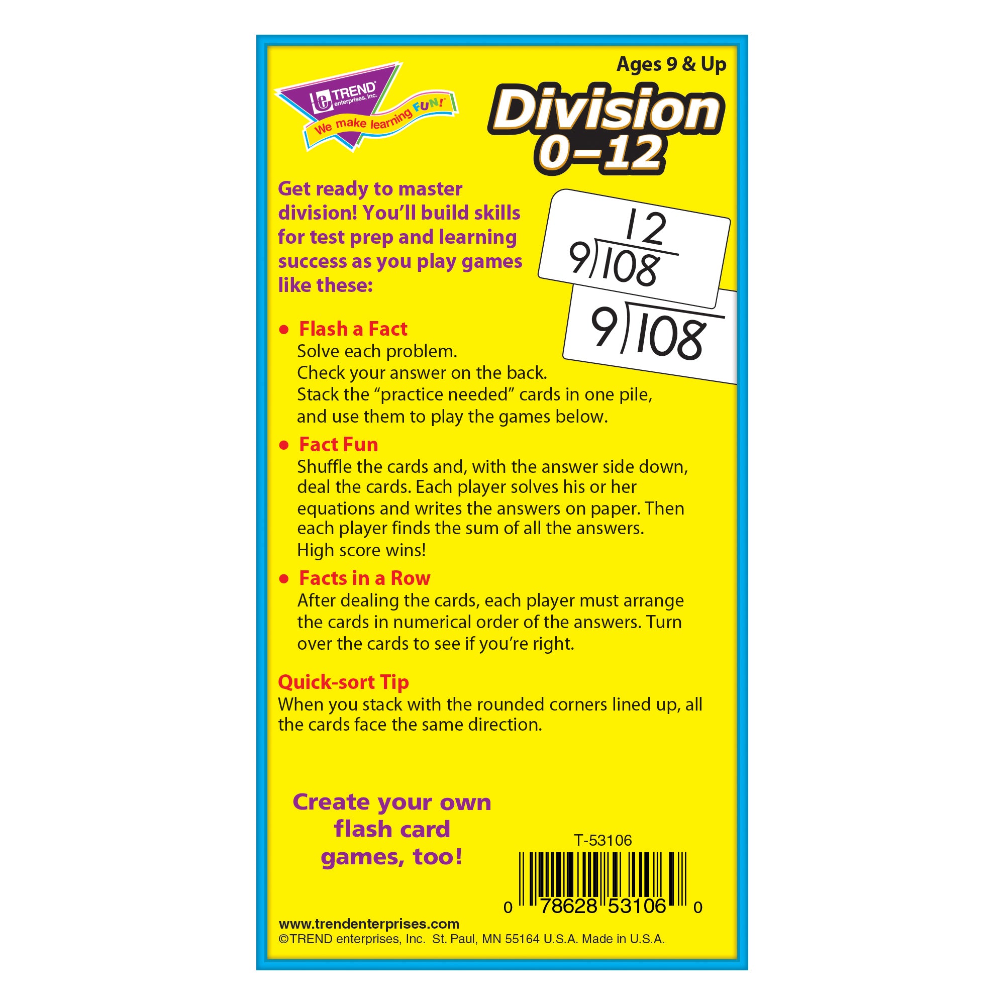 Division 0-12 Skill Drill Flash Cards