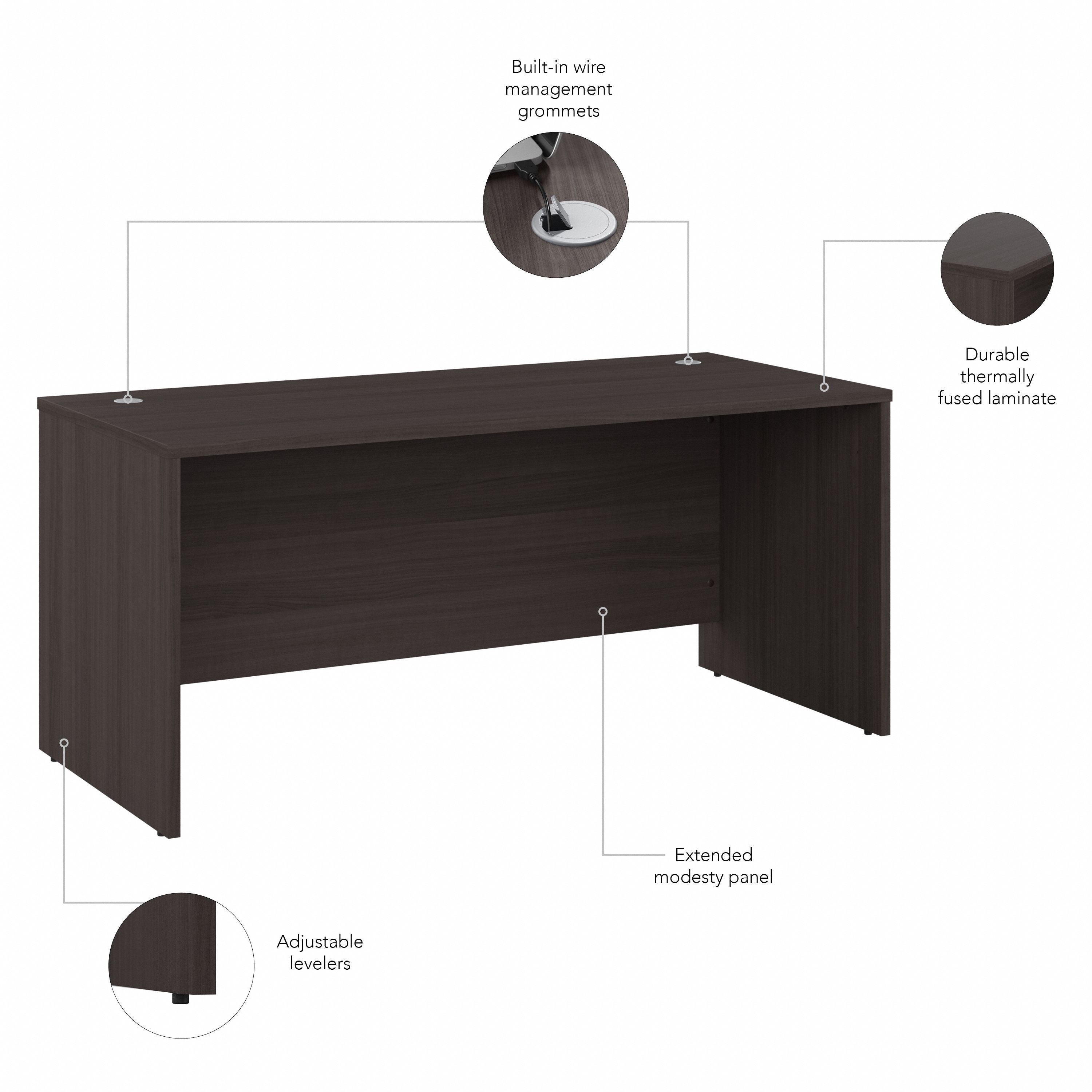 Bush Business Furniture Studio C 66W x 30D Office Desk in Storm Gray - 65.98" Width x 29.37" Depth x 29.84" Height