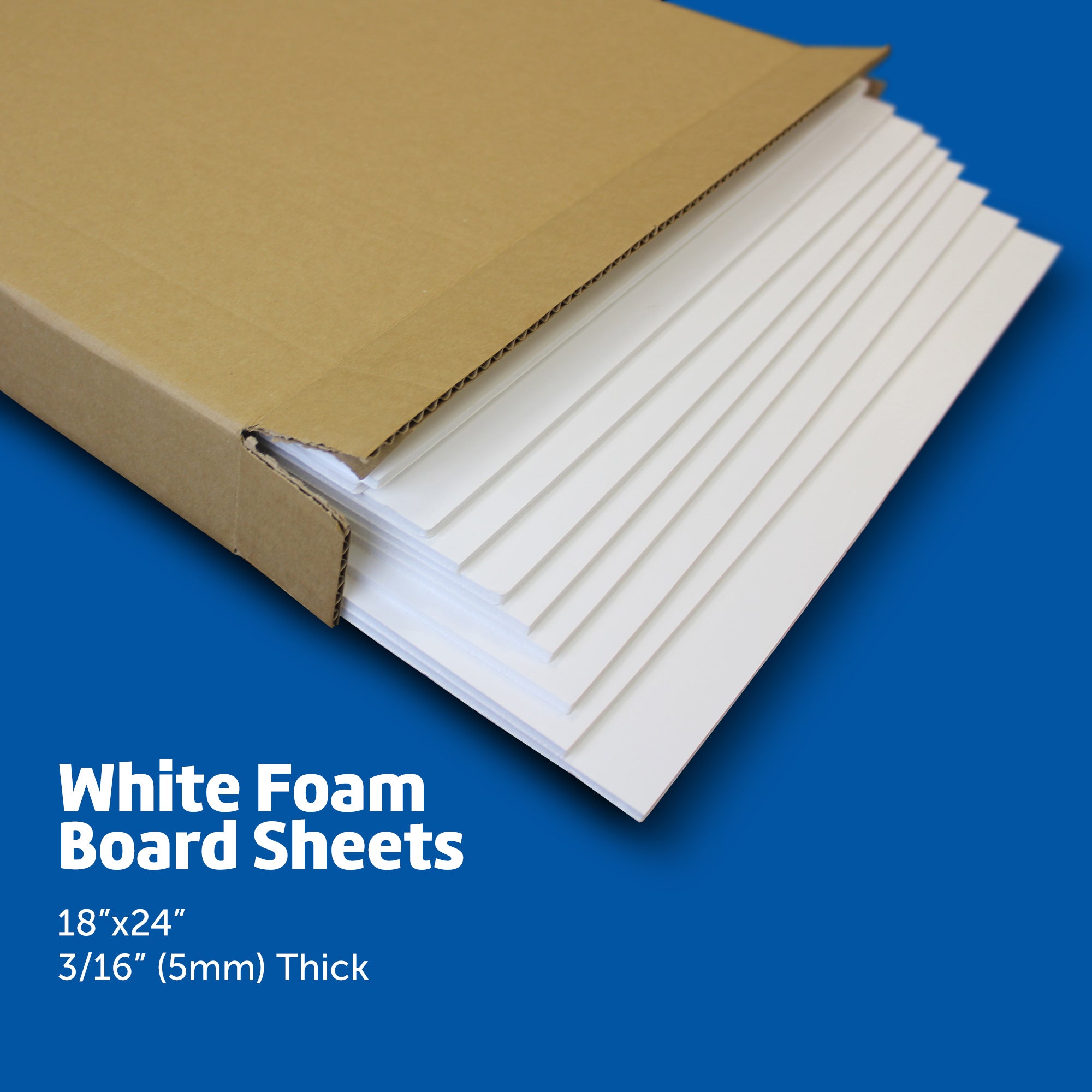Foam Board, 18" x 24", White, Pack of 5