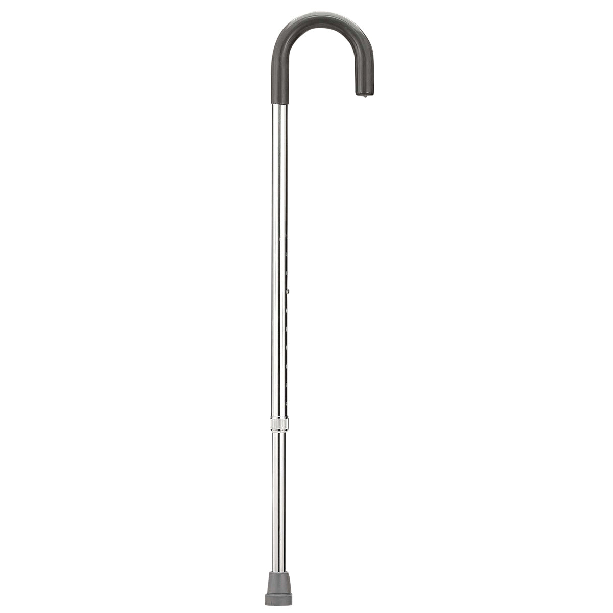 Curved handle adjustable aluminum cane, 29 - 38", silver, 1 each