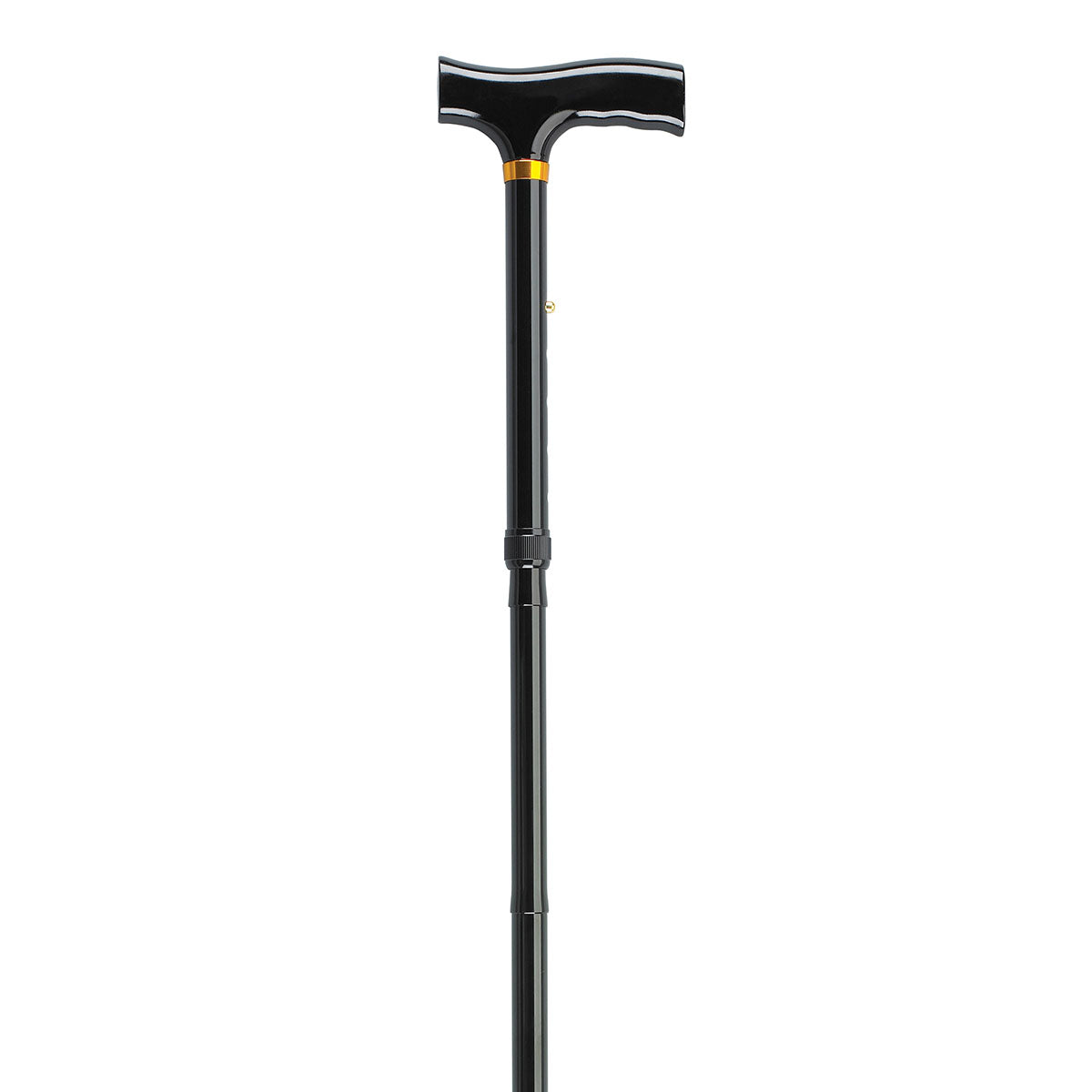Folding aluminum cane, 33 - 37", black, 1 each