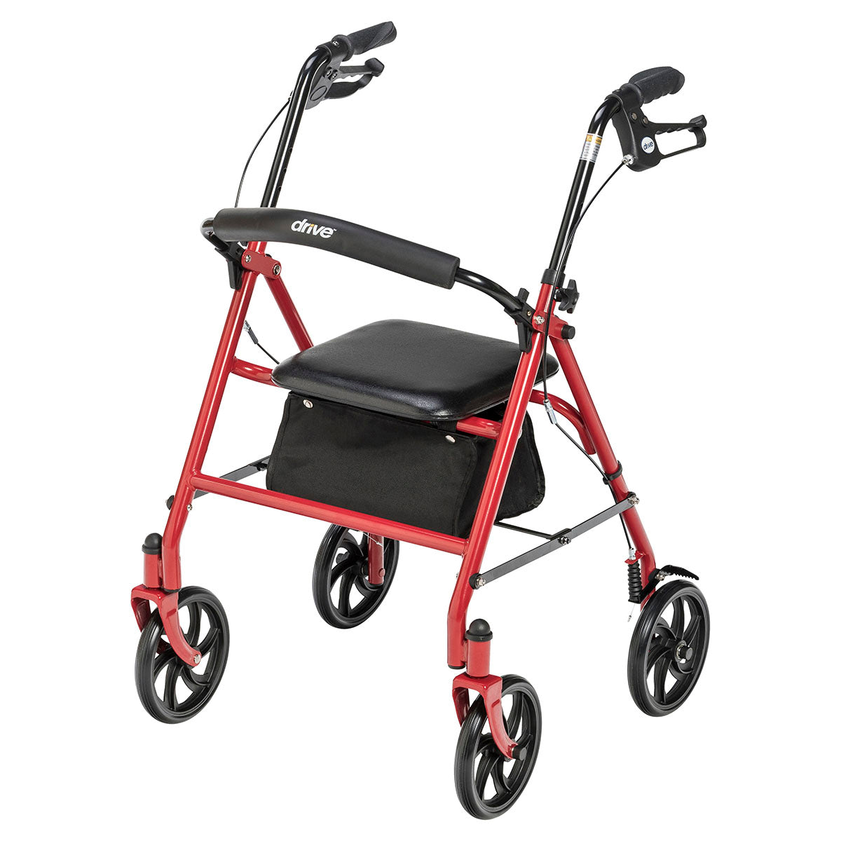Drive, Four Wheel Rollator Rolling Walker with Fold Up Removable Back Support, Red