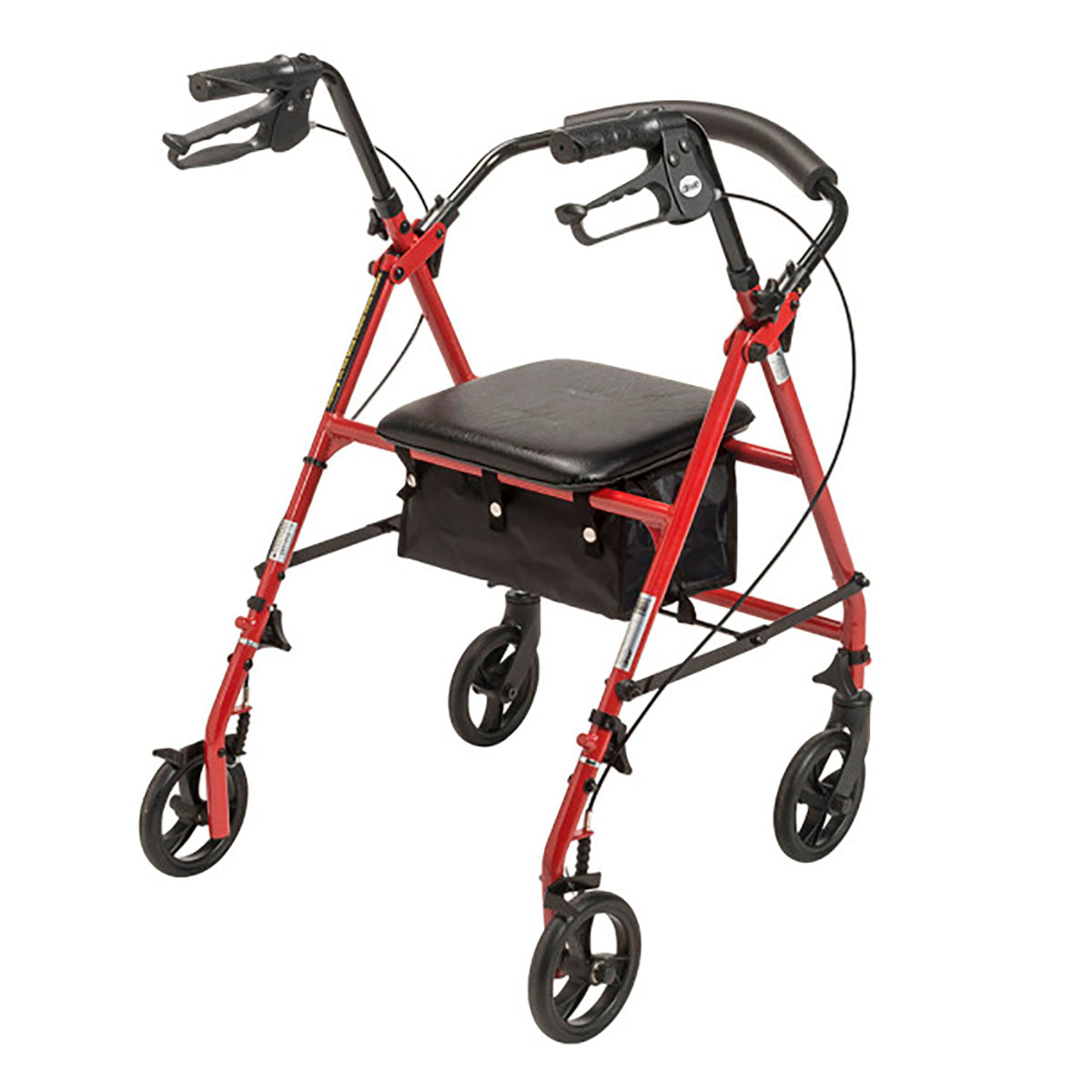 Drive Steel Rollator with 6" Wheels, Knockdown, Red