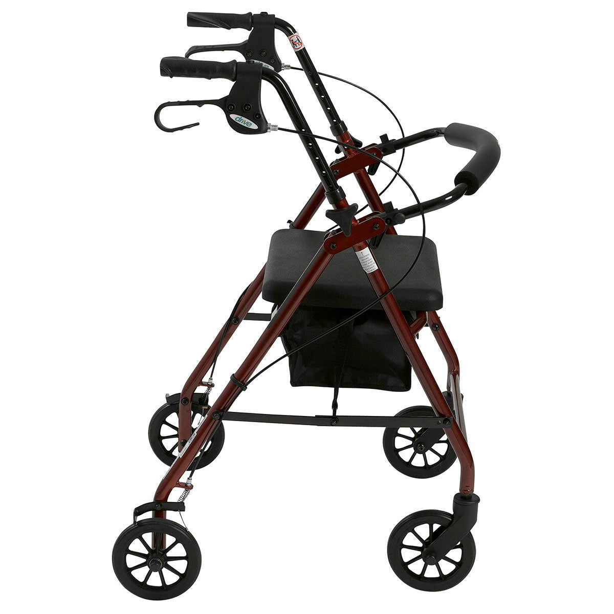 Drive, Rollator Rolling Walker with 6" Wheels, Fold Up Removable Back Support and Padded Seat, Red