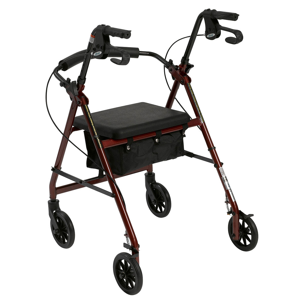 Drive, Rollator Rolling Walker with 6" Wheels, Fold Up Removable Back Support and Padded Seat, Red