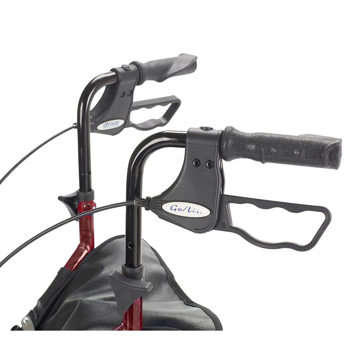3-wheel Rollator with loop brake, red, 1 each