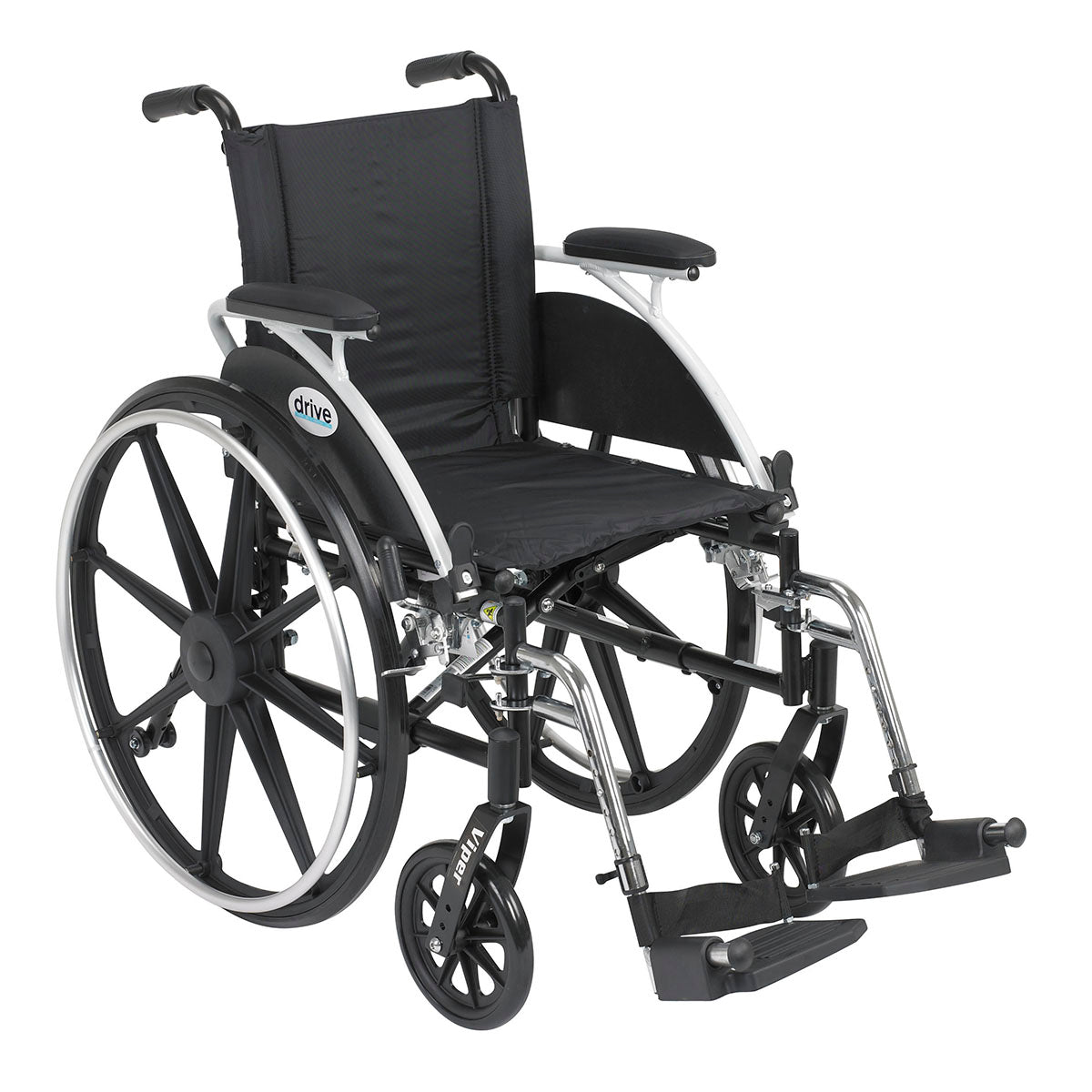 Drive, Viper Wheelchair with Flip Back Removable Arms, Desk Arms, Swing away Footrests, 12" Seat