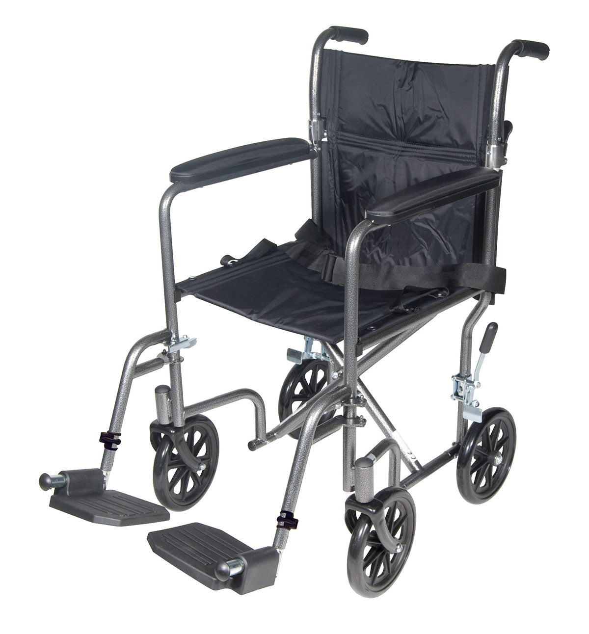 Drive, Lightweight Steel Transport Wheelchair, Fixed Full Arms, 17" Seat