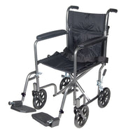 Drive, Lightweight Steel Transport Wheelchair, Fixed Full Arms, 17" Seat