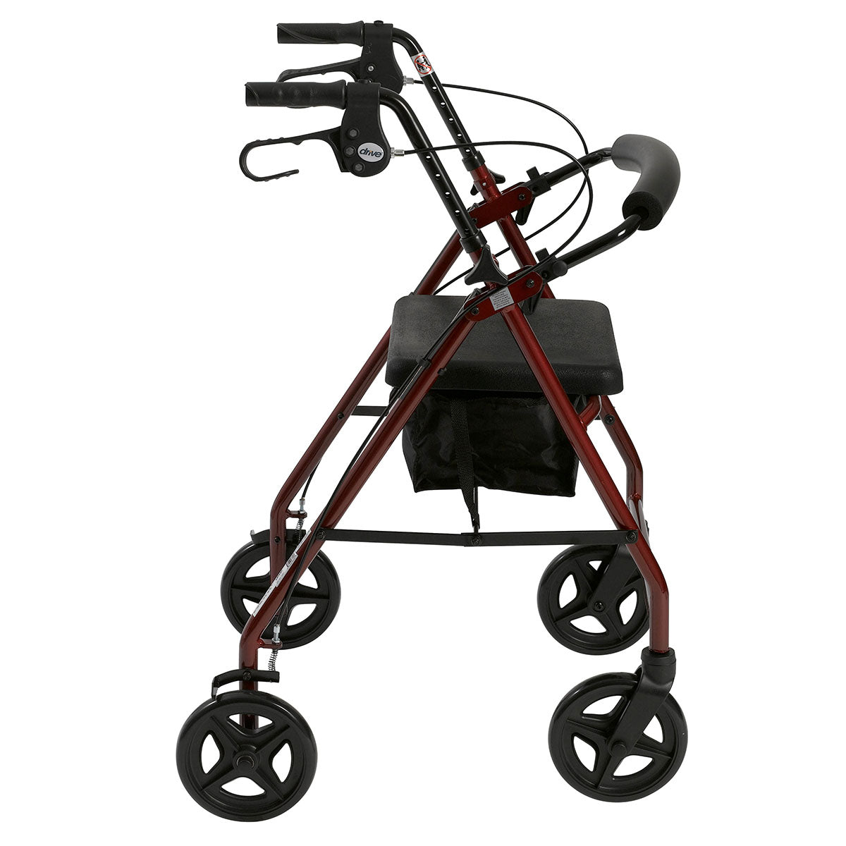Drive, Aluminum Rollator Rolling Walker with Fold Up and Removable Back Support and Padded Seat, Red