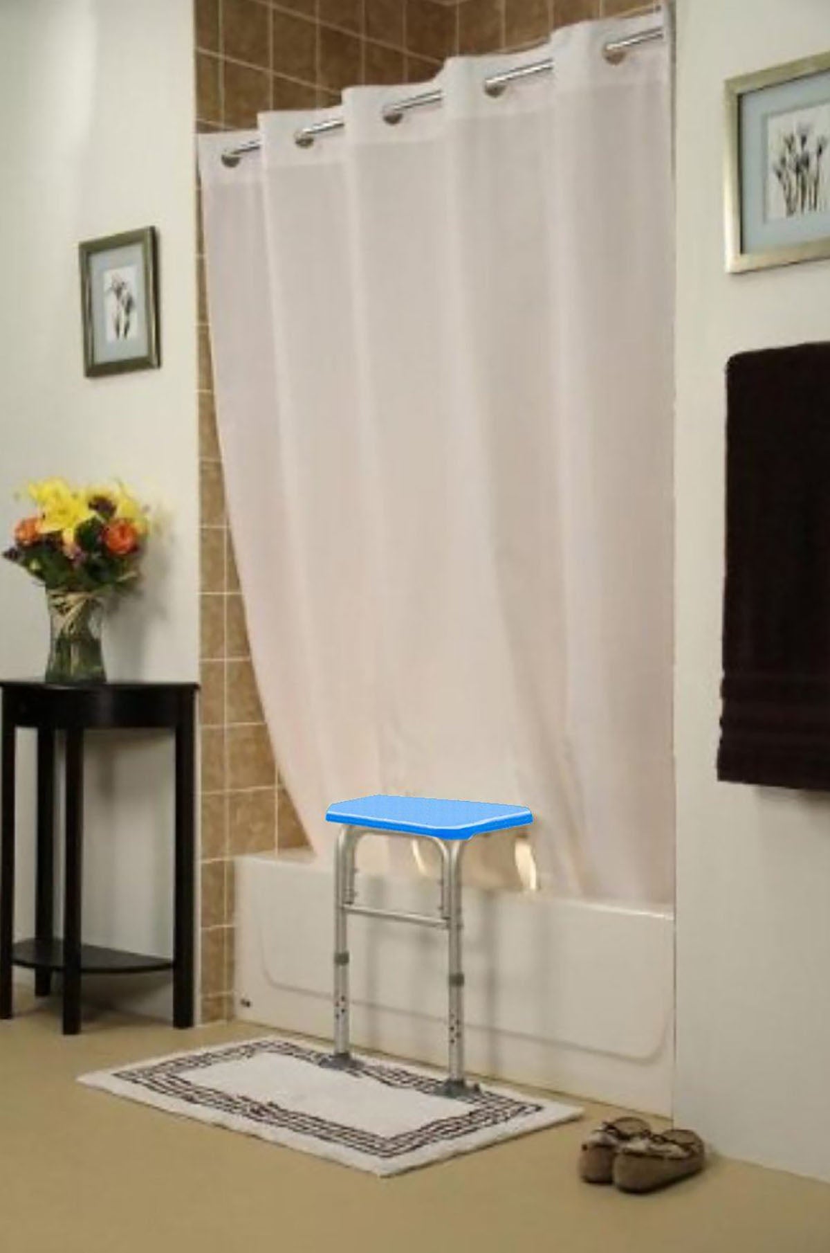 BenchMate Split Shower Curtain, White