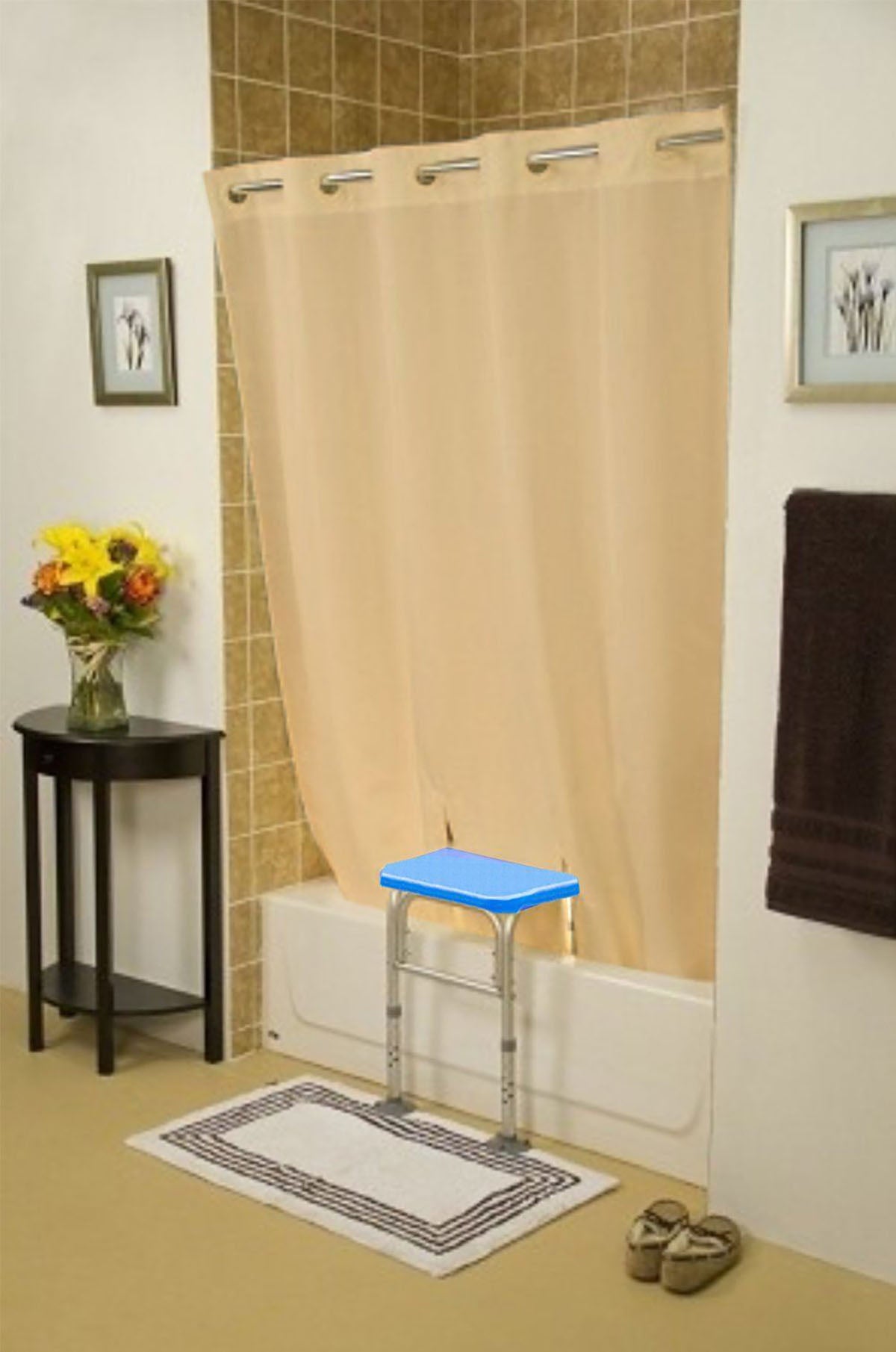 BenchMate Split Shower Curtain, Beige