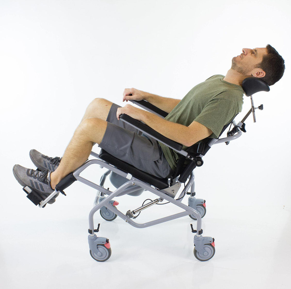 Tilt-In-Space Reclinning Shower/Commode Chair, Padded