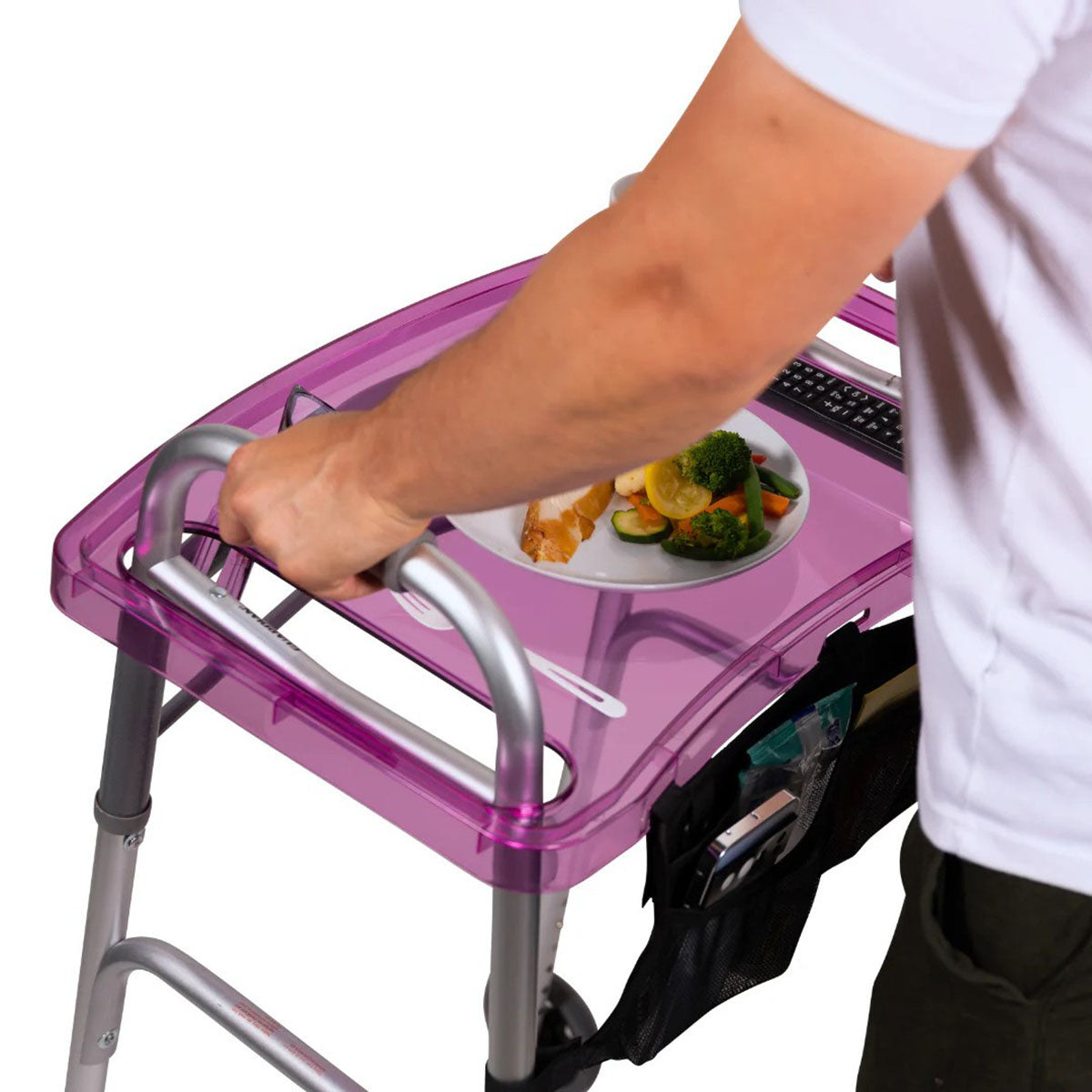 StrongArm Clear View Walker Tray and Bag, Purple