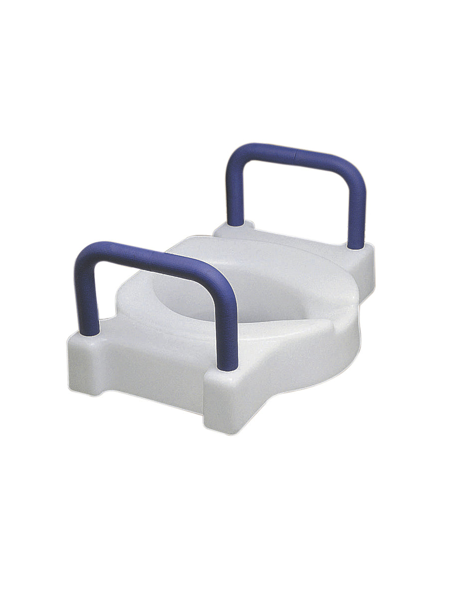 Elevated toilet seat with arms, extra wide