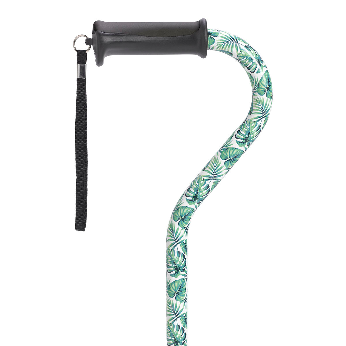 Drive, Adjustable Height Offset Handle Cane with Gel Hand Grip, Green Leaves