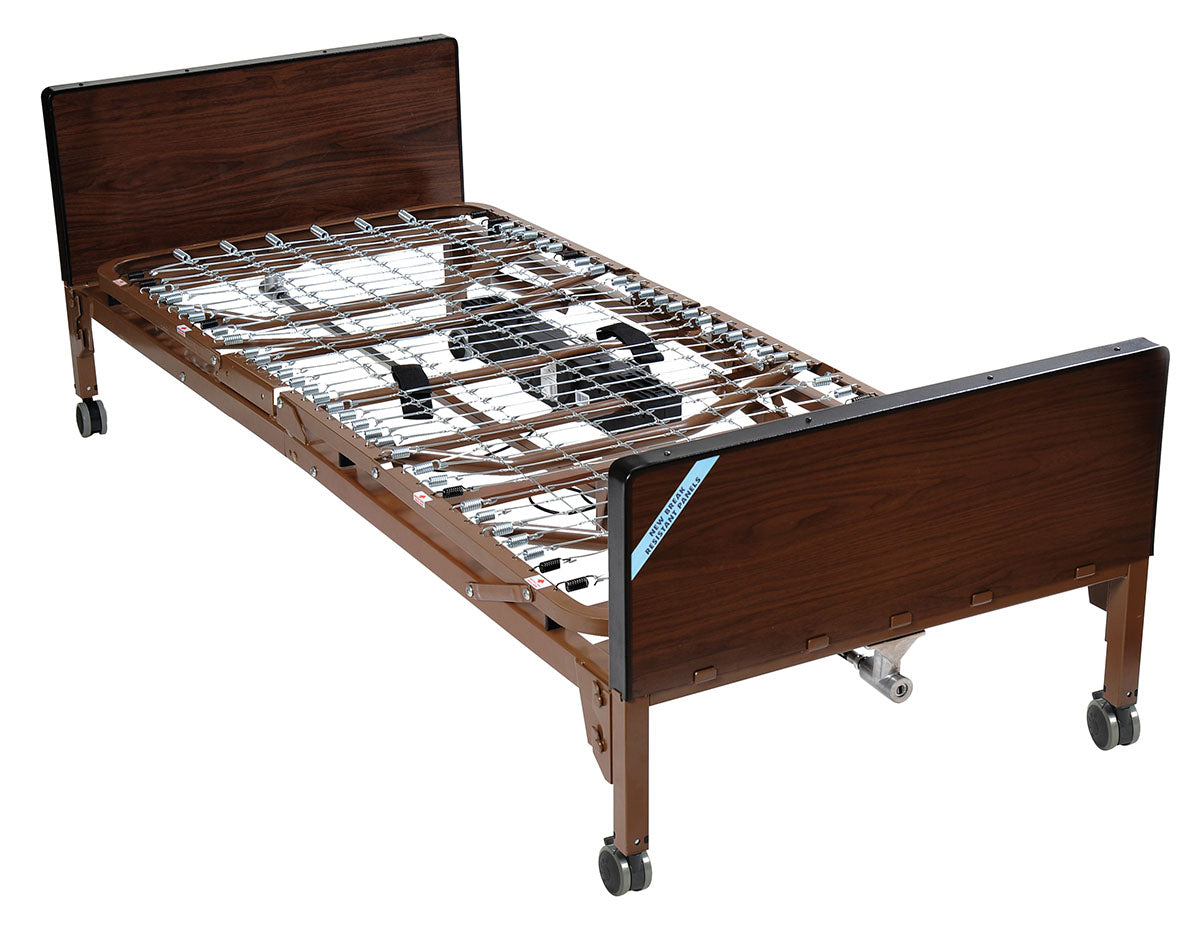 Drive, Delta Ultra Light Semi Electric Hospital Bed with Half Rails and Innerspring Mattress