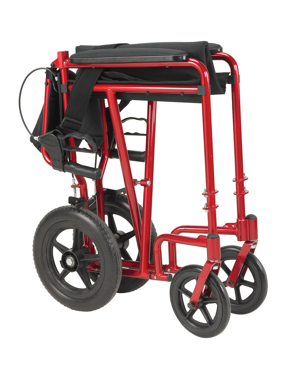 Drive, Lightweight Expedition Transport Wheelchair with Hand Brakes, Red
