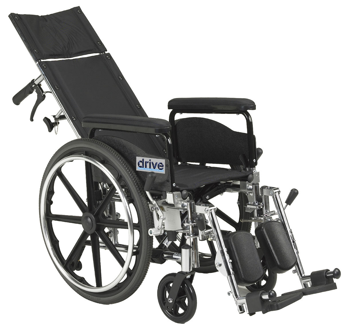 Drive, Viper Plus GT Full Reclining Wheelchair, Detachable Full Arms, 18" Seat