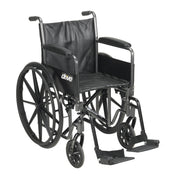 Drive, Silver Sport 2 Wheelchair, Detachable Full Arms, Swing away Footrests, 20" Seat