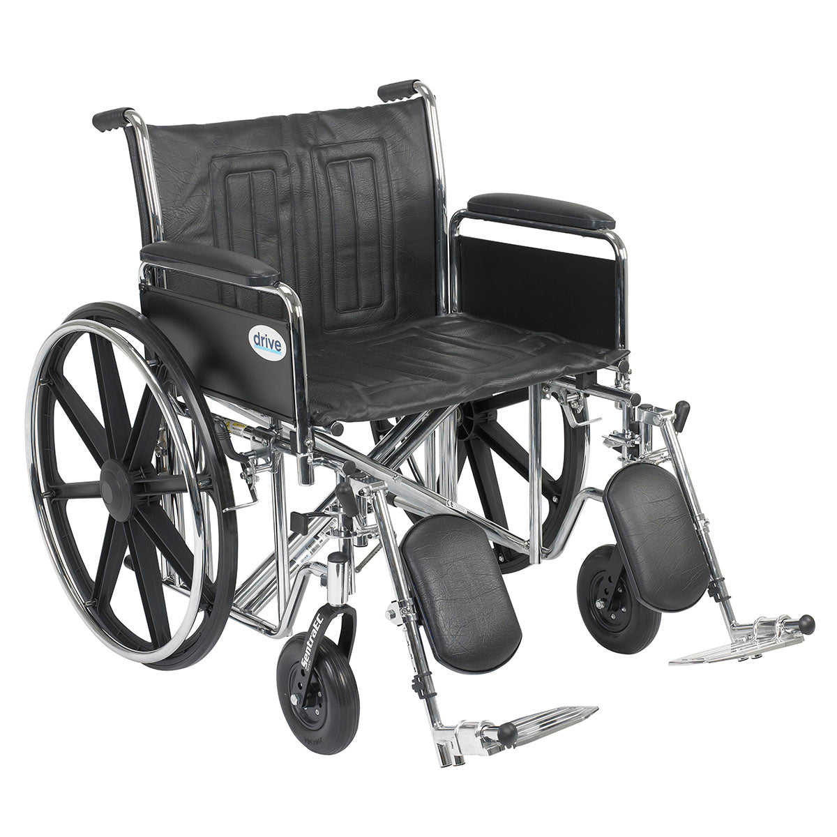 Drive, Sentra EC Heavy Duty Wheelchair, Detachable Full Arms, Elevating Leg Rests, 24" Seat