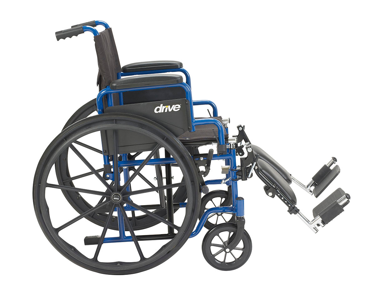 Drive, Blue Streak Wheelchair with Flip Back Desk Arms, Elevating Leg Rests, 16" Seat